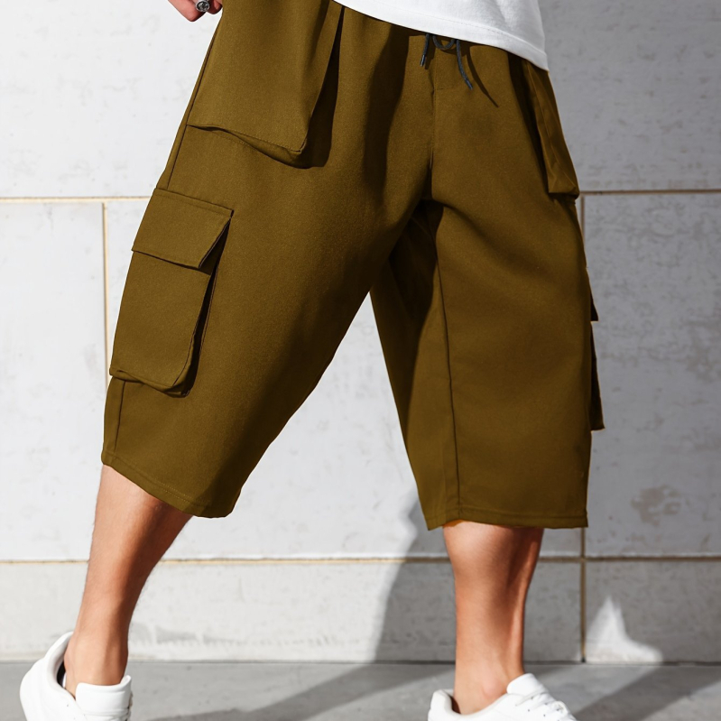 Ежедневни мъжки панталони, корейски стил, висока талия, къс крачол, бамбукови влакна