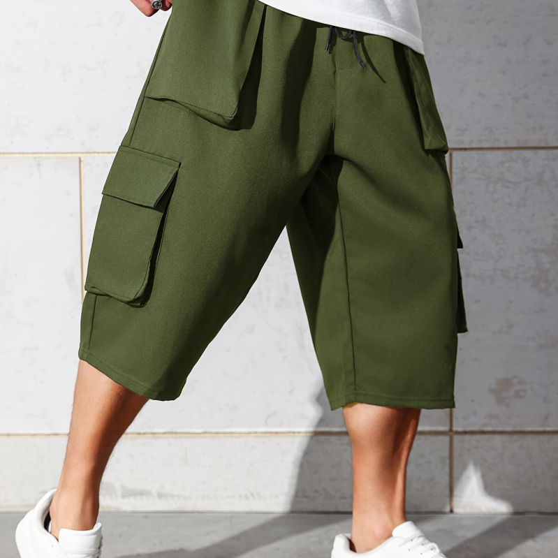 Ежедневни мъжки панталони, корейски стил, висока талия, къс крачол, бамбукови влакна