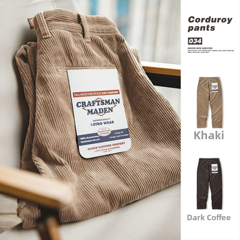 Meeste igapäevased puuvillased püksid, sirge lõige, keskmine talje, 100% puuvill, jaapani retro stiil, talveks kandmiseks
