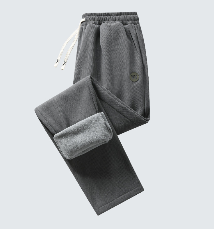 Corduroy подплатени мъжки ежедневни панталони — дебели и топли, еластична талия, права кройка