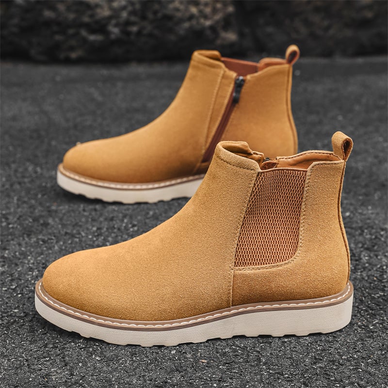 Мъжки Chelsea ботуши - винтидж стил, средна височина, кръгла носка, гумена подметка, PU стелка