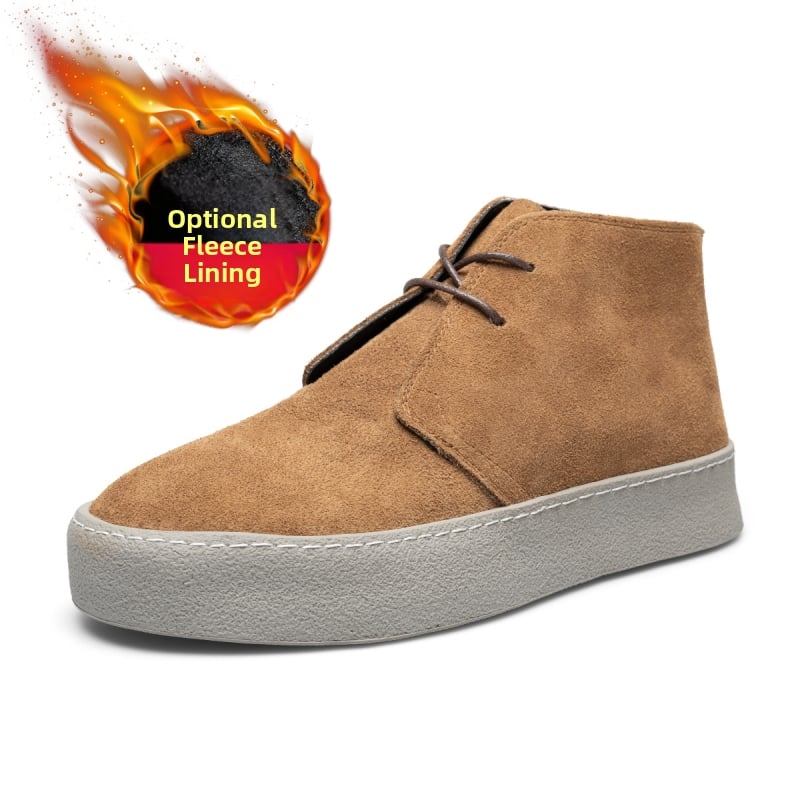 Мартин ботуши за мъже, зимни обувки от Nubuk велур, каучукова подметка, нисък ток, кръгъл нос