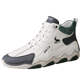 Férfi Martin bakancs bőr felsőrésszel: marha-, disznó- és szintetikus bőr, gumitalp, alacsony sarok 1–3 cm, elasztikus szalag-zárás