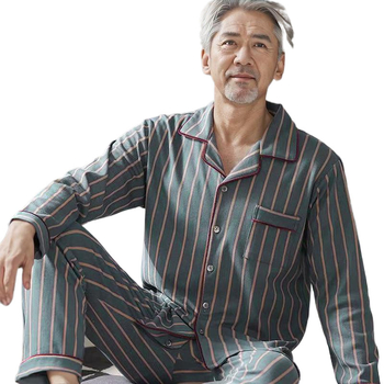 Памучни пижами за възрастни с дълги ръкави и панталони, 100% памук, есенен стил