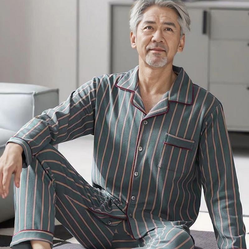 Памучни пижами за възрастни с дълги ръкави и панталони, 100% памук, есенен стил