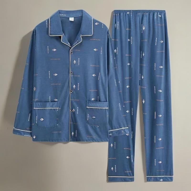 Памучни пижами за възрастни с дълги ръкави и панталони, 100% памук, есенен стил