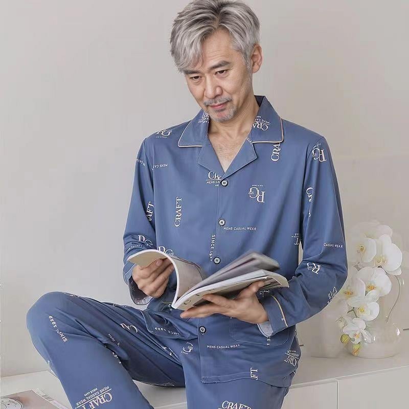 Памучни пижами за възрастни с дълги ръкави и панталони, 100% памук, есенен стил