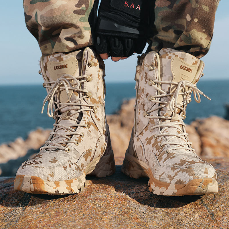 Високопрофилни тактически ботуши за открито – пустинен камуфлаж, найлон, Boot Leopard, GKQQ5, Мъжки