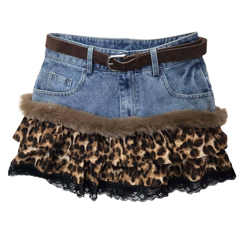 Дънена пола-торта с колажен дизайн, уличен стил, есен 2025