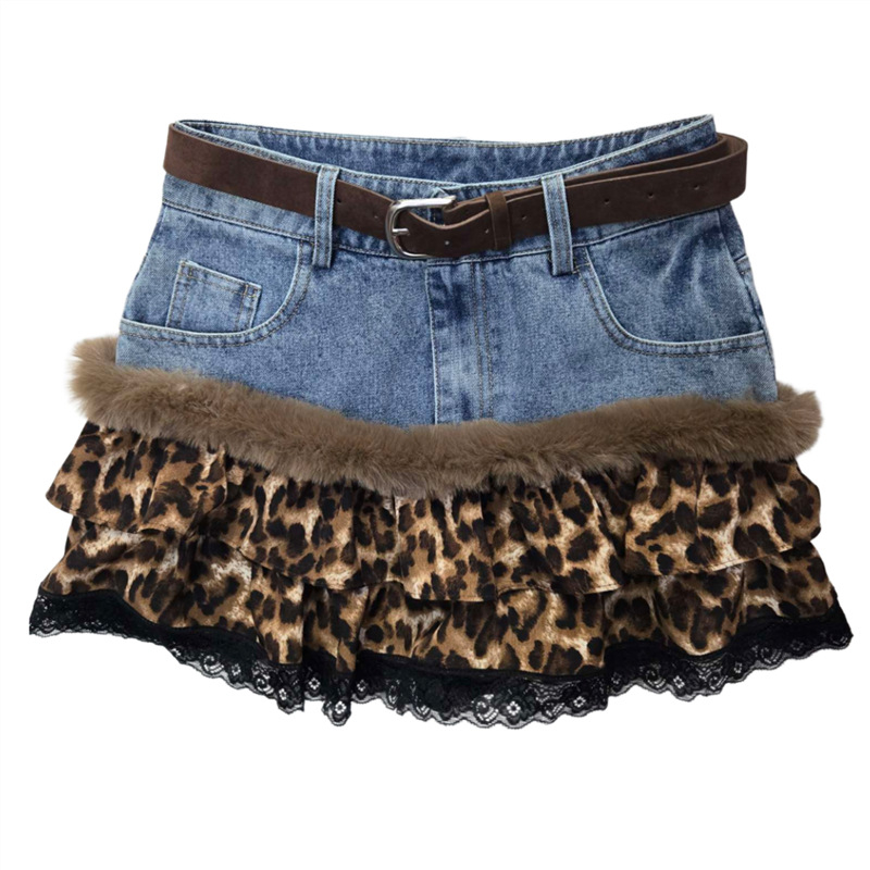 Дънена пола-торта с колажен дизайн, уличен стил, есен 2025