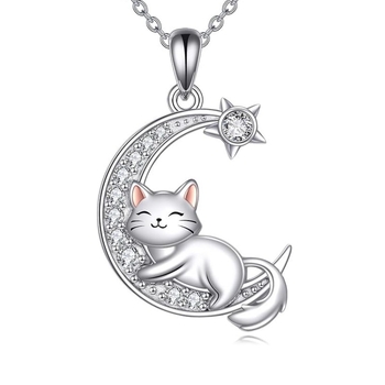 Колие с висулка от сплав, електроплакирано, котешка форма, О-образна верига, за жени