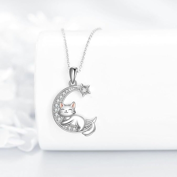 Колие с висулка от сплав, електроплакирано, котешка форма, О-образна верига, за жени