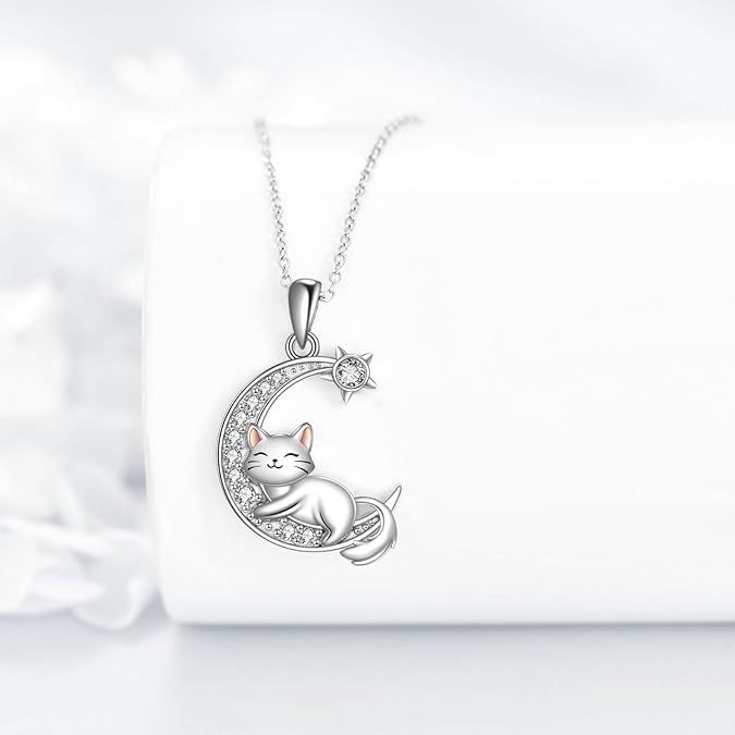 Колие с висулка от сплав, електроплакирано, котешка форма, О-образна верига, за жени