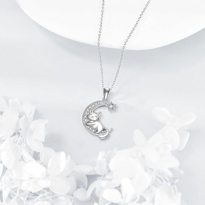 Колие с висулка от сплав, електроплакирано, котешка форма, О-образна верига, за жени