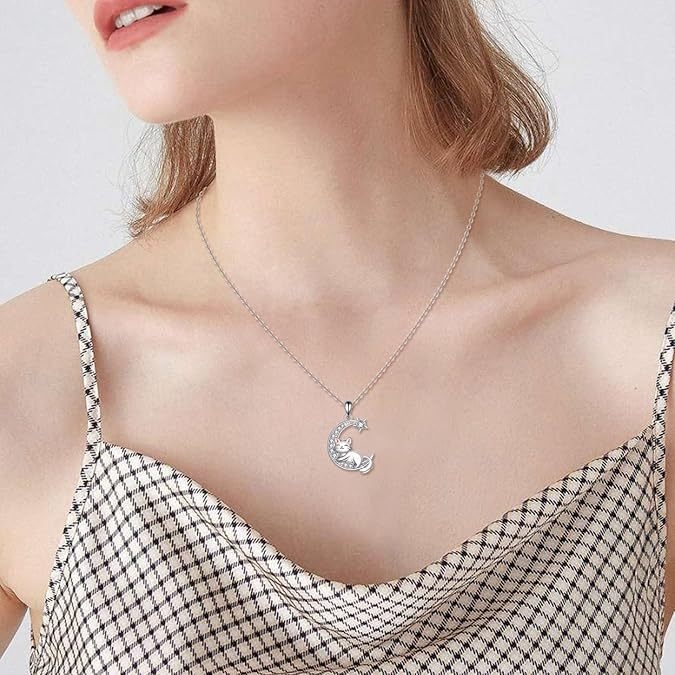 Колие с висулка от сплав, електроплакирано, котешка форма, О-образна верига, за жени