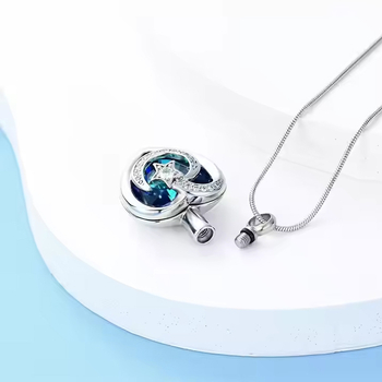 WK стоманено колие със сърцевидна урна за пепел, електроплакирано