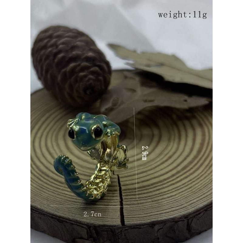 Мъжки пръстен с форма на гекон, регулируем, латунен, панк-рок стил