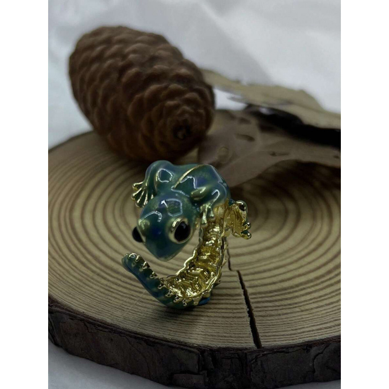 Мъжки пръстен с форма на гекон, регулируем, латунен, панк-рок стил