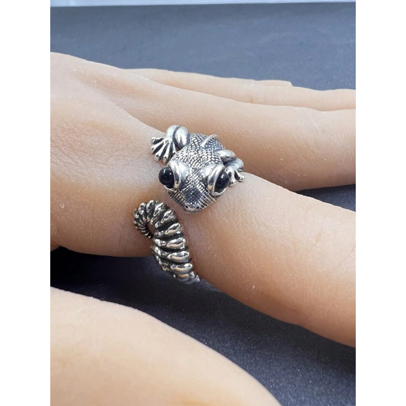 Мъжки пръстен с форма на гекон, регулируем, латунен, панк-рок стил