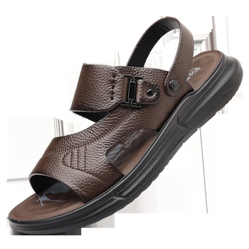 Сандали от първокачествена телешка кожа, дишащи и удобни, PU подметка, ежедневен стил, с отворен пръст (Горна част: първокачествена телешка кожа; Подметка: PU; Стил: ежедневен, с отворен пръст; Функция: дишащи; Възрастова група: 18–40)