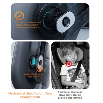 Autopeapadi mäluvahtiga, reguleeritav kolmetoelines disain külgsuuna magamiseks, universaalne sobivus, ühe klikiga paigaldus