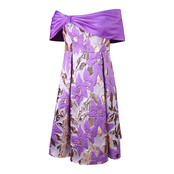 Рокля с едно рамо, жакардова А-линия, висока талия, дълга вечерна рокля за банкет