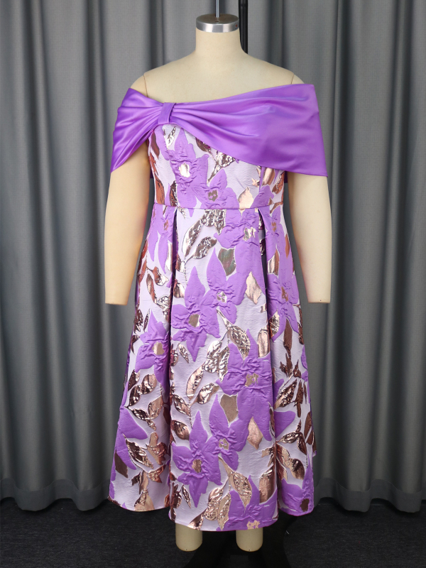 Рокля с едно рамо, жакардова А-линия, висока талия, дълга вечерна рокля за банкет