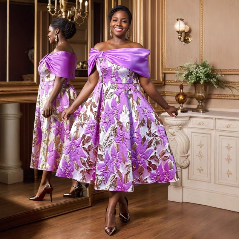 Рокля с едно рамо, жакардова А-линия, висока талия, дълга вечерна рокля за банкет