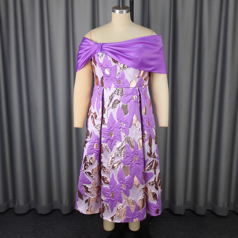 Рокля с едно рамо, жакардова А-линия, висока талия, дълга вечерна рокля за банкет