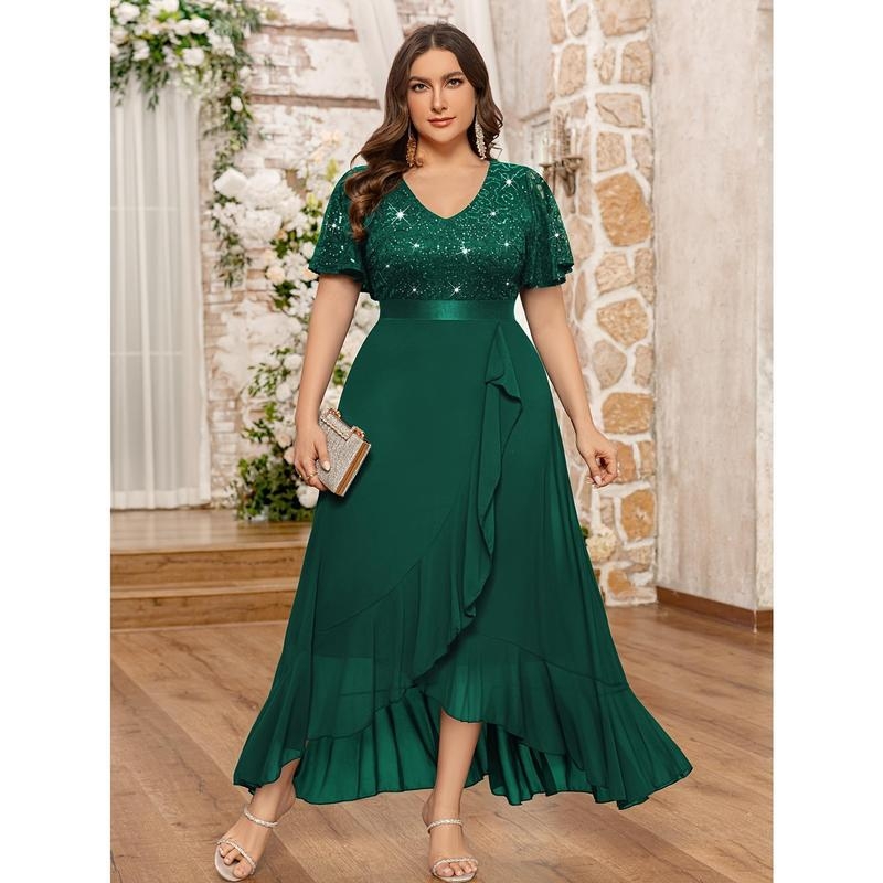 Φόρεμα παρανύφας με παγιέτα δαντέλα, V‑λαιμός, καλοκαιρινή έκδοση, Μάρκα Other