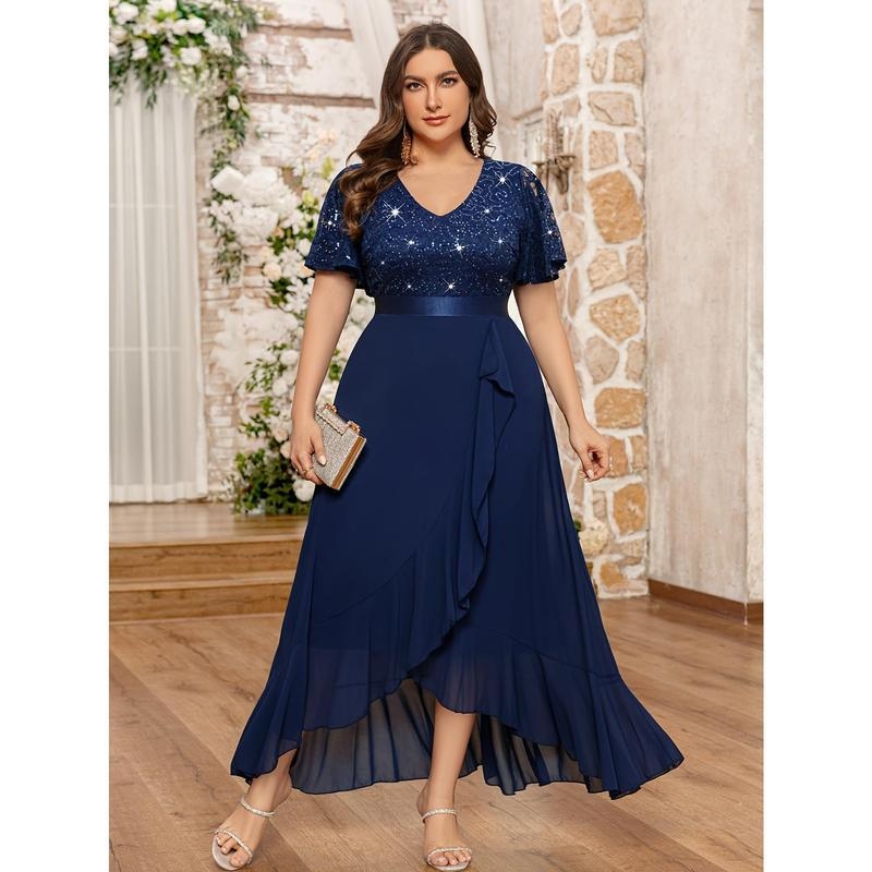 Φόρεμα παρανύφας με παγιέτα δαντέλα, V‑λαιμός, καλοκαιρινή έκδοση, Μάρκα Other