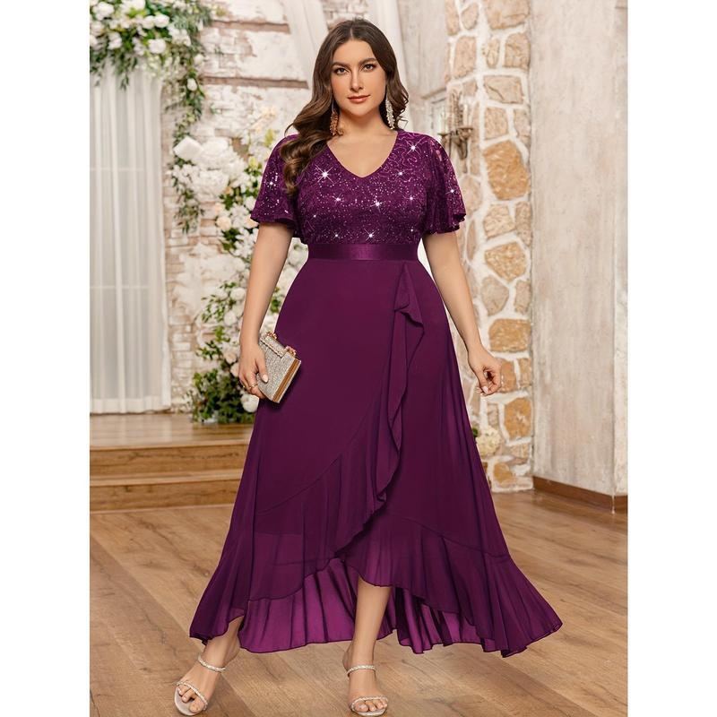 Φόρεμα παρανύφας με παγιέτα δαντέλα, V‑λαιμός, καλοκαιρινή έκδοση, Μάρκα Other