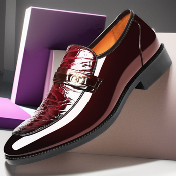 Мъжки официални кожени обувки – slip-on със PU горна част, кожена носна част и гумена подметка; дишащи, противохлъзгващи и износоустойчиви; есен 2024.