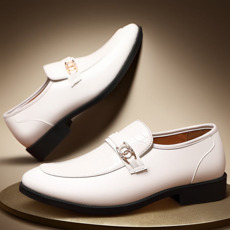 Мъжки официални кожени обувки – slip-on със PU горна част, кожена носна част и гумена подметка; дишащи, противохлъзгващи и износоустойчиви; есен 2024.