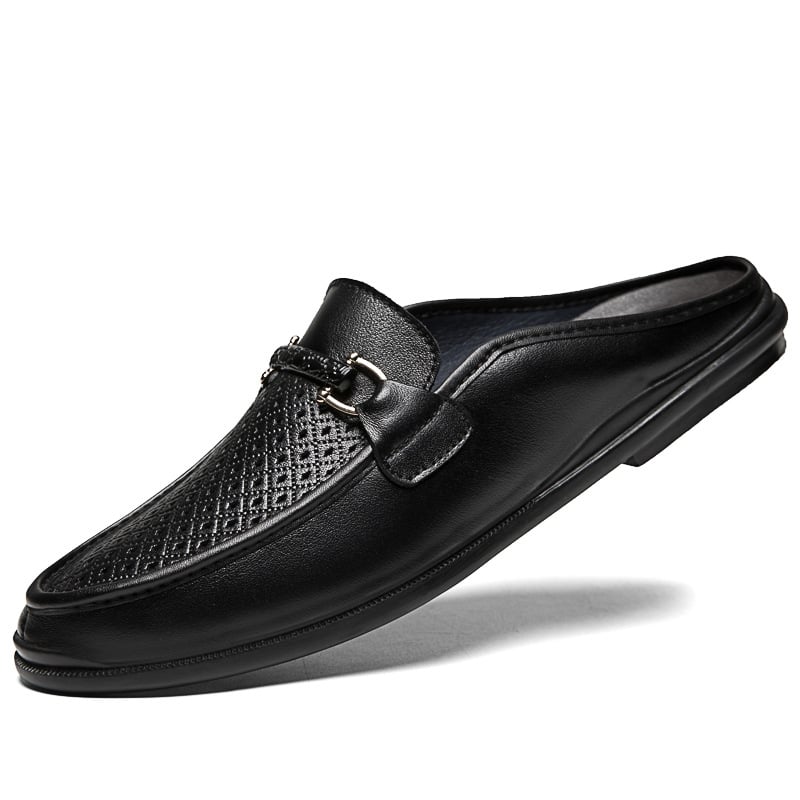 Meeste slip-on sandaalid nahast, hingavad suvel, suletud varvas, ilma kand, kummist talla