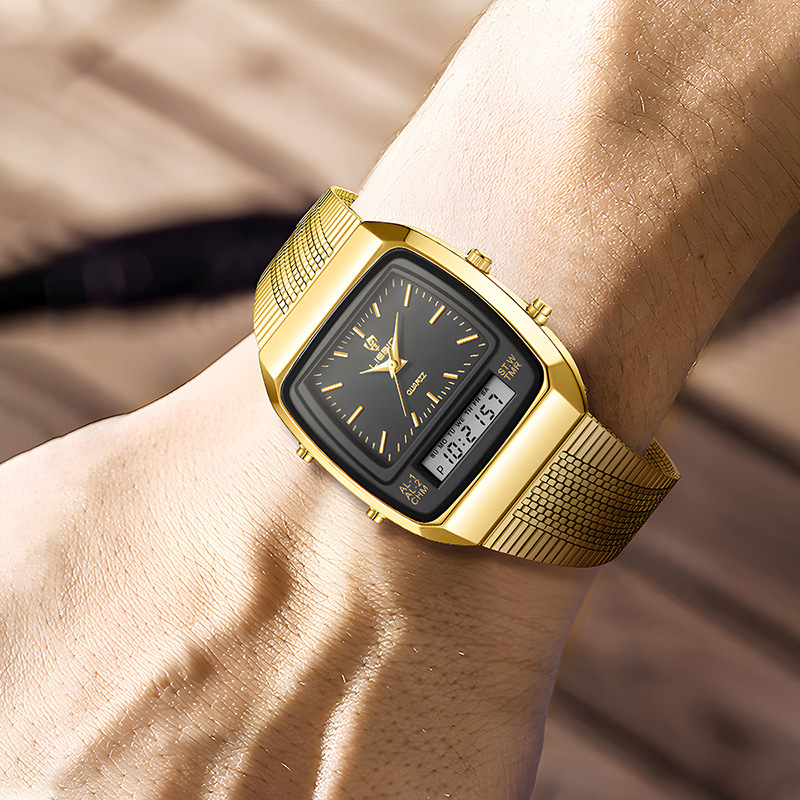 LIEBIG L1030 Meeste käekell – Roostevabast terasest rihm, ruudukujuline dial, 30 m veekindlus, kvarts-liikumine, maailmaaeg