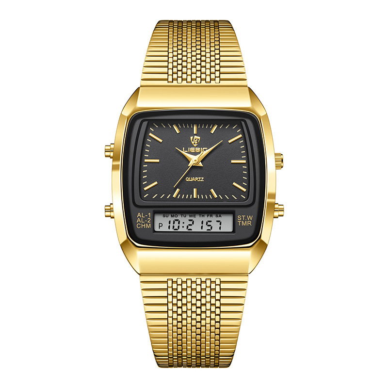 LIEBIG L1030 Meeste käekell – Roostevabast terasest rihm, ruudukujuline dial, 30 m veekindlus, kvarts-liikumine, maailmaaeg