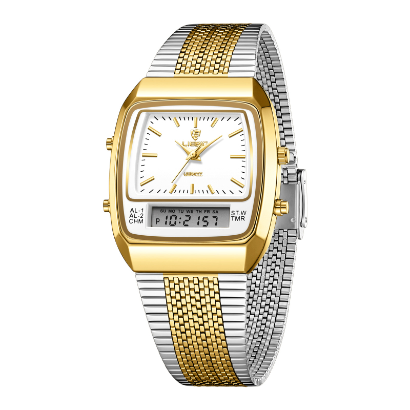 LIEBIG L1030 Meeste käekell – Roostevabast terasest rihm, ruudukujuline dial, 30 m veekindlus, kvarts-liikumine, maailmaaeg