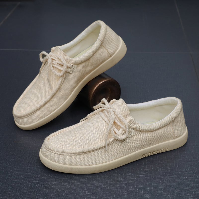 Meeste linased tennised, kevad-suve 2025, madal kõrgus, nööriga kinnitatavad, kummist talla