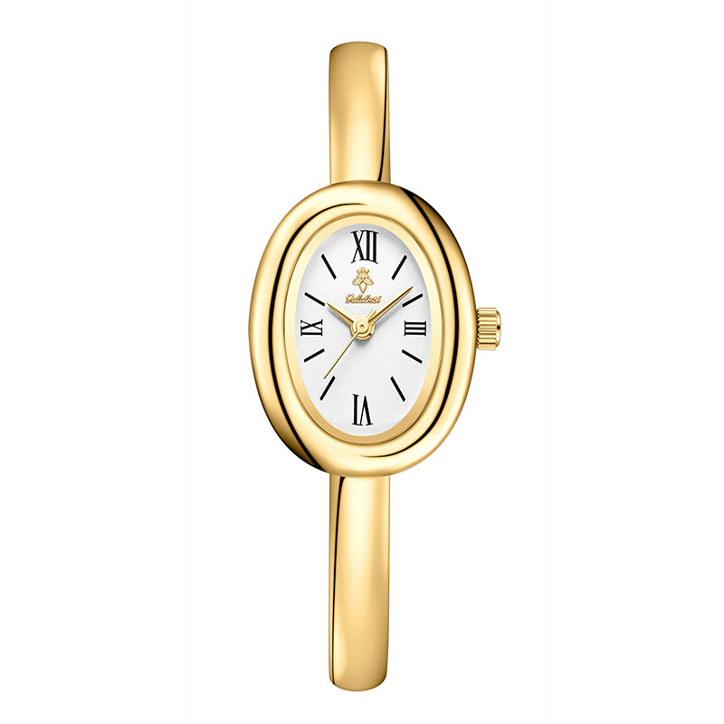 Naisekell ovaalse kujuga ja roostevabast terasest rihm, kvartsliikumine Chenlong 68, safiirkristall, veekindlus 30 m