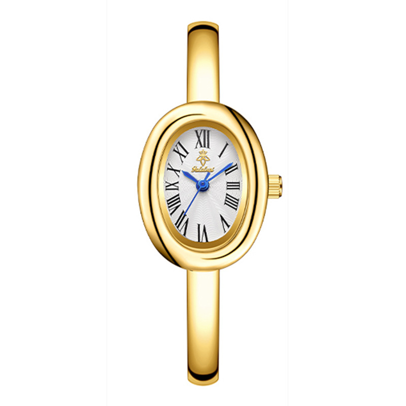 Naisekell ovaalse kujuga ja roostevabast terasest rihm, kvartsliikumine Chenlong 68, safiirkristall, veekindlus 30 m