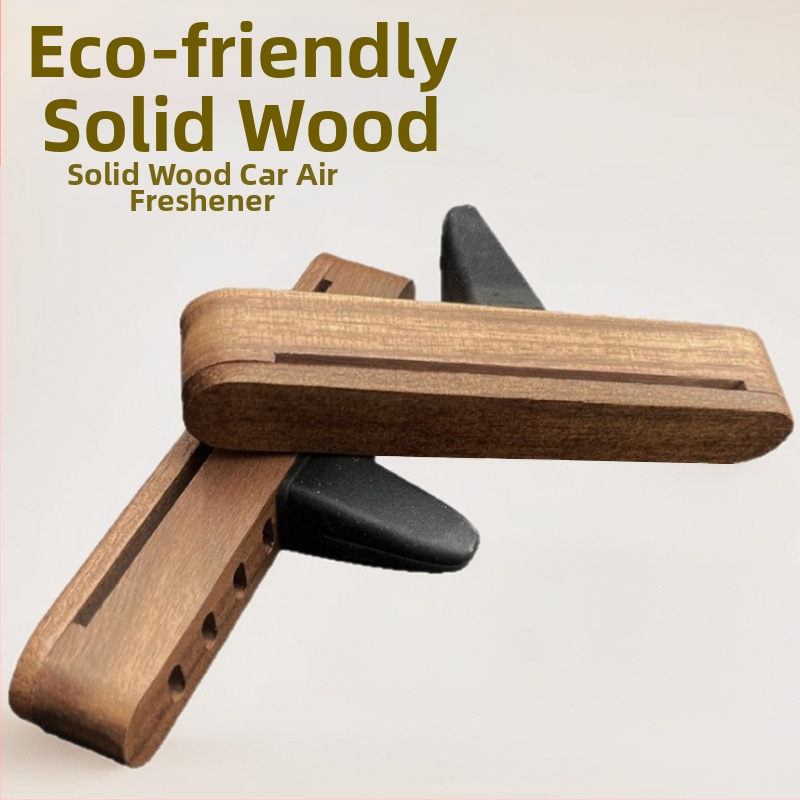 Puidust auto lõhna difuuser klipp õhuava jaoks, avatud kaanega, graveeritav logo, materjal: puit; aurustumise aeg üle 90 päeva