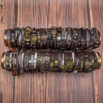 Retro punutud DIY käevõrud meestele, unisex – käsitöö, PU materjal, kunstiline vintage-stiil, loom/tähtkujude kuju