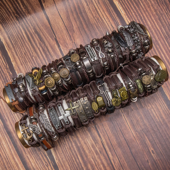 Retro punutud DIY käevõrud meestele, unisex – käsitöö, PU materjal, kunstiline vintage-stiil, loom/tähtkujude kuju