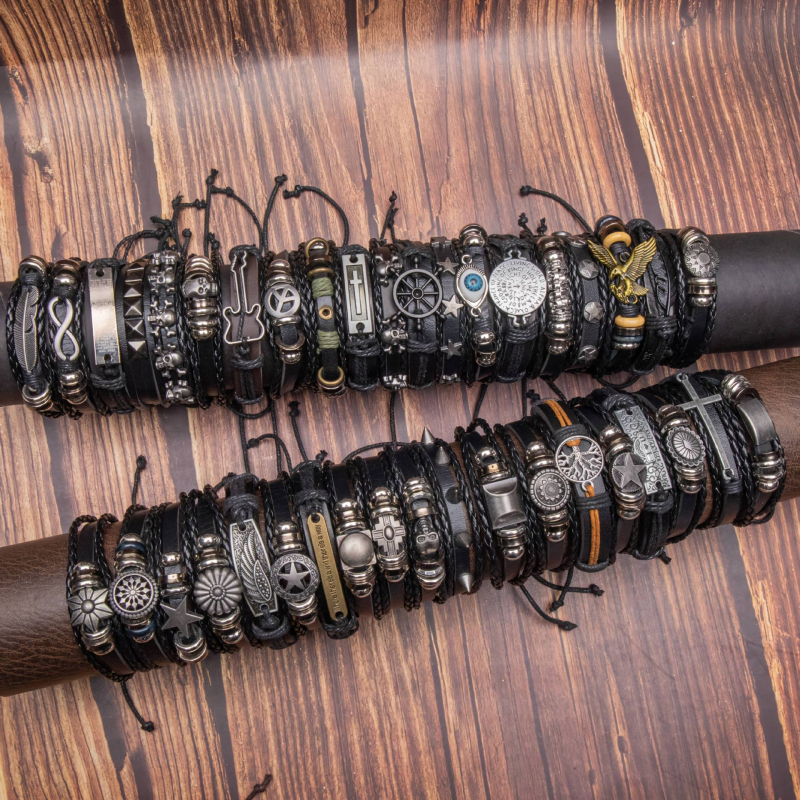 Retro punutud DIY käevõrud meestele, unisex – käsitöö, PU materjal, kunstiline vintage-stiil, loom/tähtkujude kuju