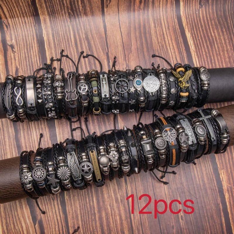 Retro punutud DIY käevõrud meestele, unisex – käsitöö, PU materjal, kunstiline vintage-stiil, loom/tähtkujude kuju