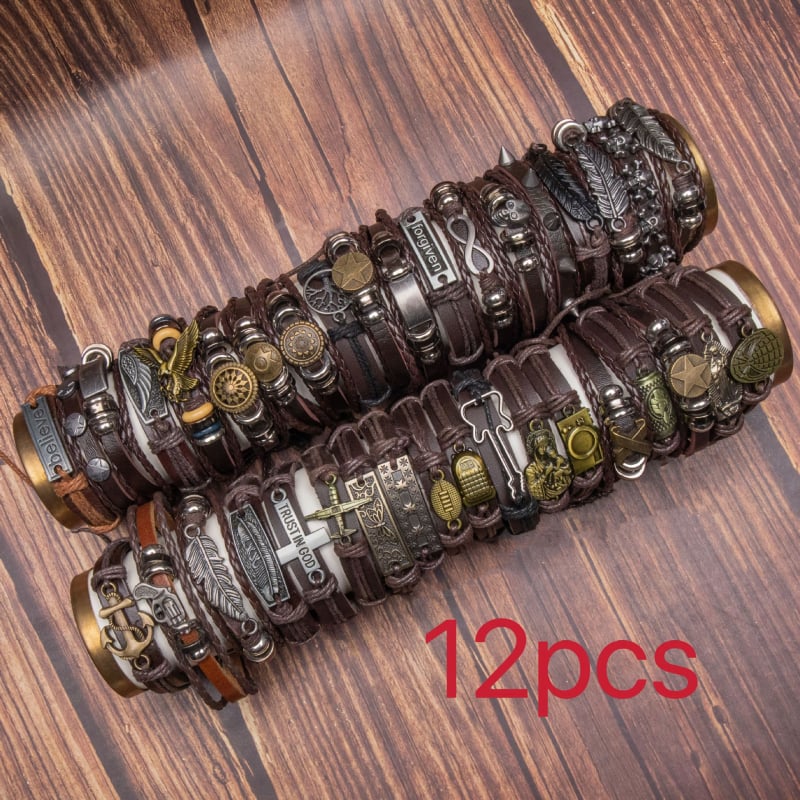 Retro punutud DIY käevõrud meestele, unisex – käsitöö, PU materjal, kunstiline vintage-stiil, loom/tähtkujude kuju