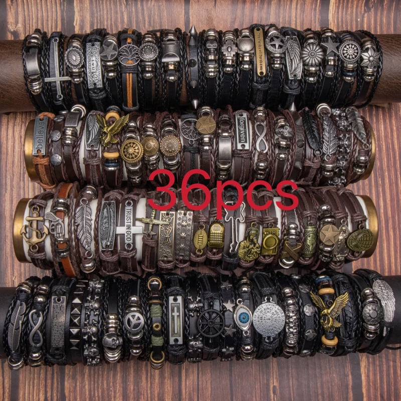 Retro punutud DIY käevõrud meestele, unisex – käsitöö, PU materjal, kunstiline vintage-stiil, loom/tähtkujude kuju