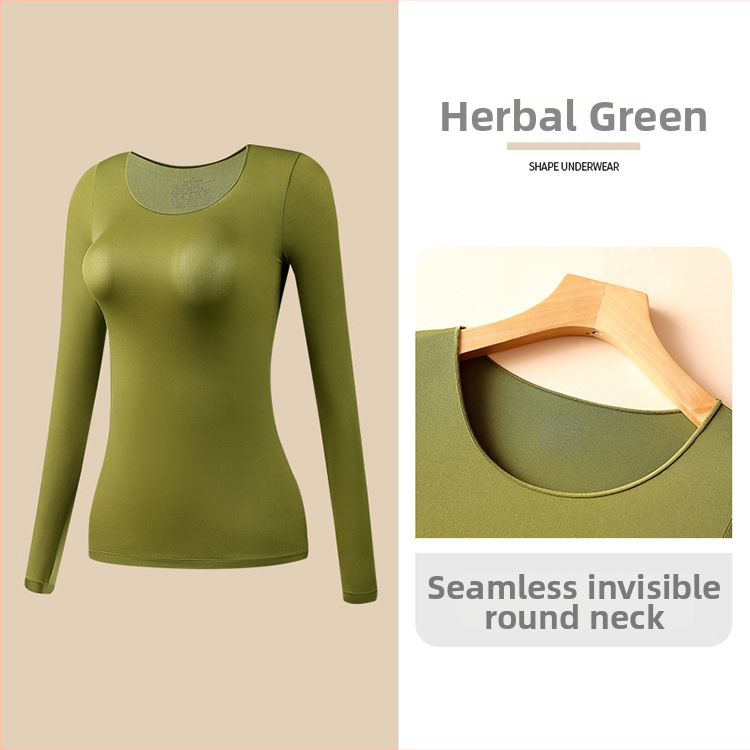 Moterų ultra plonas bešiuvas šilumos termo apatinių komplektas — ilgų rankovių viršūnė ir ilgoms kelnioms; anti‑statinis, kūno formavimas, hidracija hialurono rūgštimi; audinys: nailonas-spandeks (80–90% spandekso).