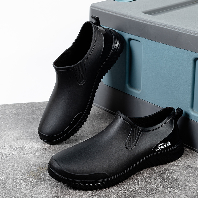 Мъжки ниски дъждовни ботуши, PVC горна част, пластмасова подметка, антихлъзгащи и износоустойчиви, за четири сезона